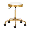 Arbeitshocker Höhenverstellbar Eco Leder H7 Gold Weiß