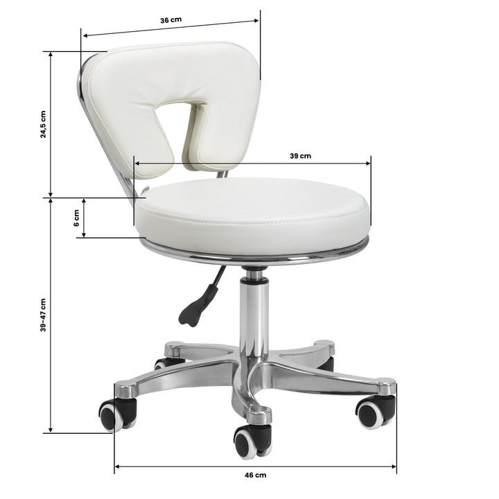 Rollhocker Höhenverstellbar mit Lehne 9266 Weiß - Bild 8