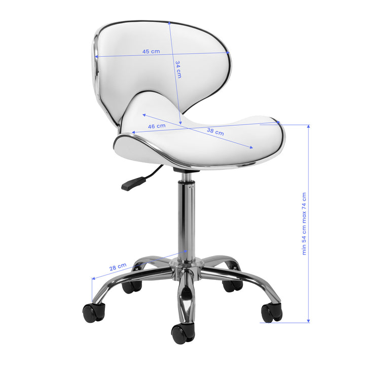 Rollhocker Höhenverstellbar mit Lehne Gabbiano Q-4599 Weiß - Bild 8