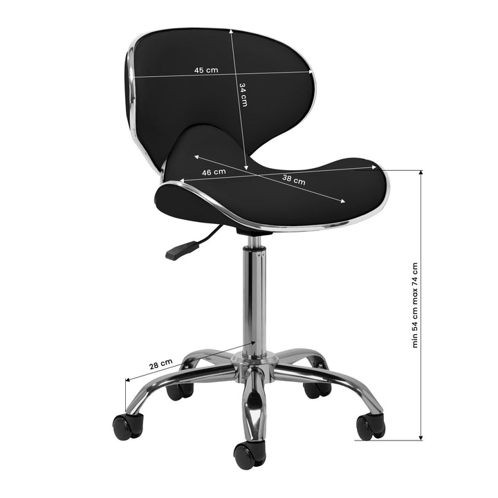 Rollhocker Höhenverstellbar mit Lehne Gabbiano Q-4599 Schwarz - Bild 8