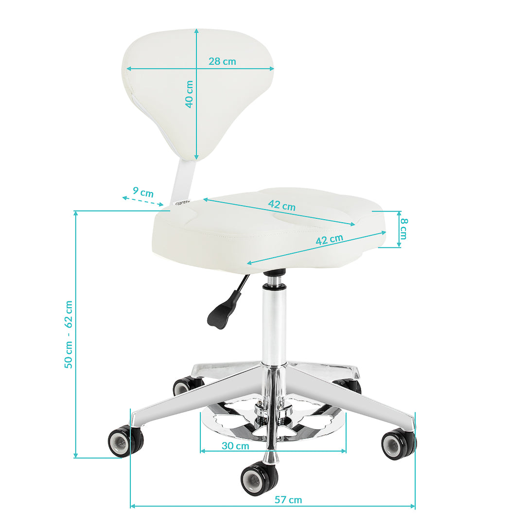 Rollhocker Höhenverstellbar mit Lehne Azzurro 156F Weiß - Bild 10