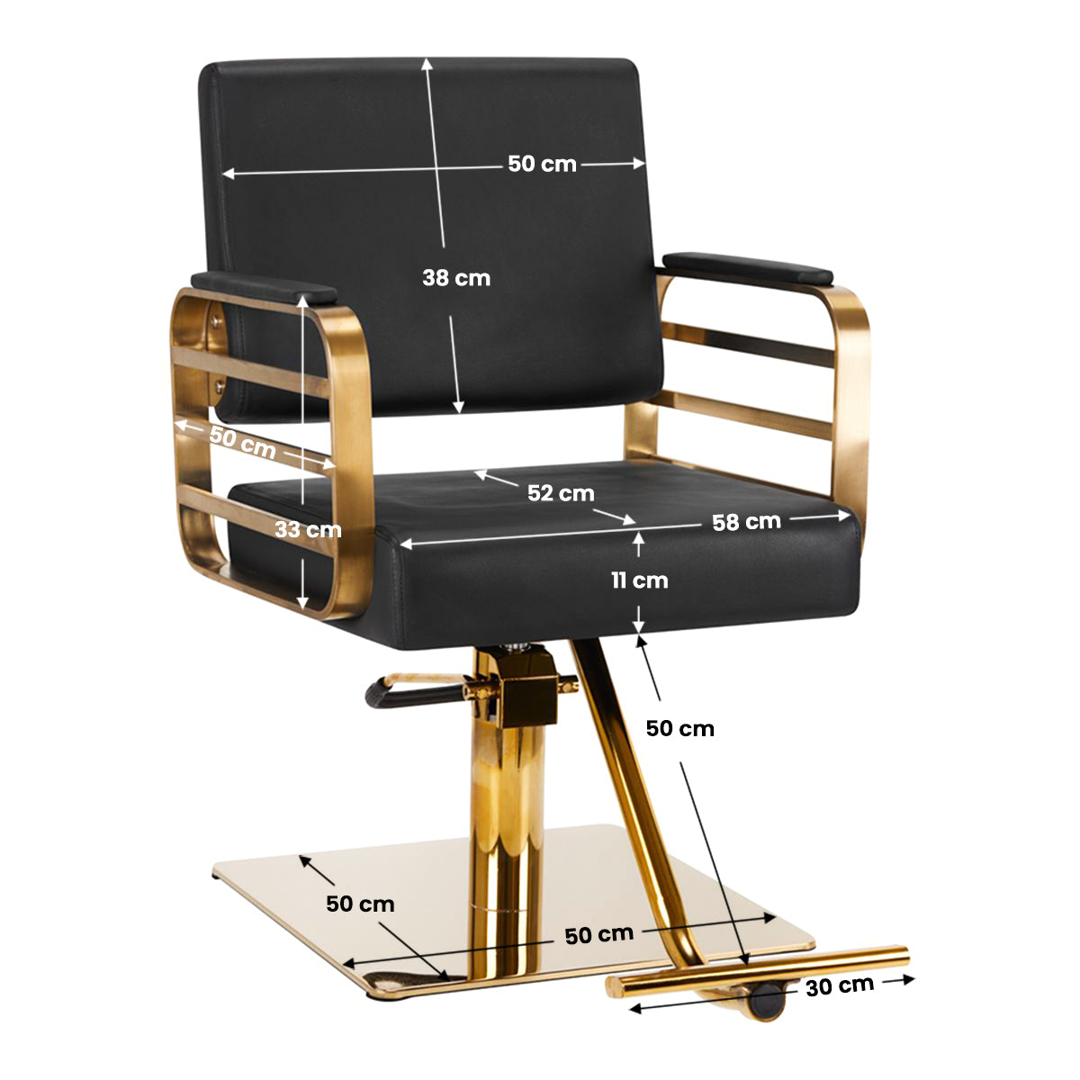 Friseurstuhl Gabbiano HS69 Hydraulisch – Schwarzes Kunstleder, Verchromt, Modern & Bequem