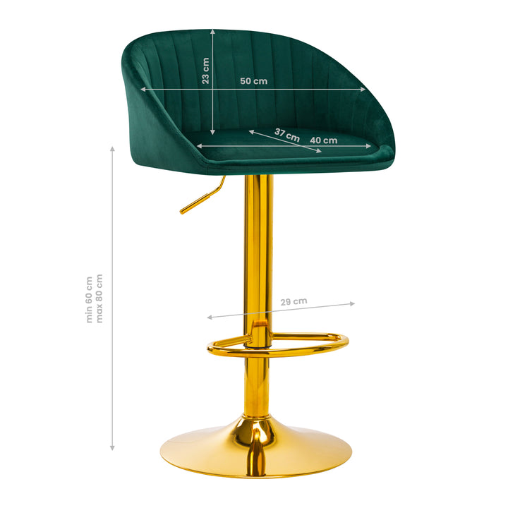 Barhocker QS-B16G Samt Gold Grün 6