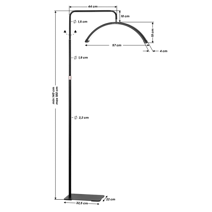 Wimpernlampe LED mit Stativ und einstellbarer Farb- und Lichtintensität Momo Moon MX6 Schwarz - Bild 13