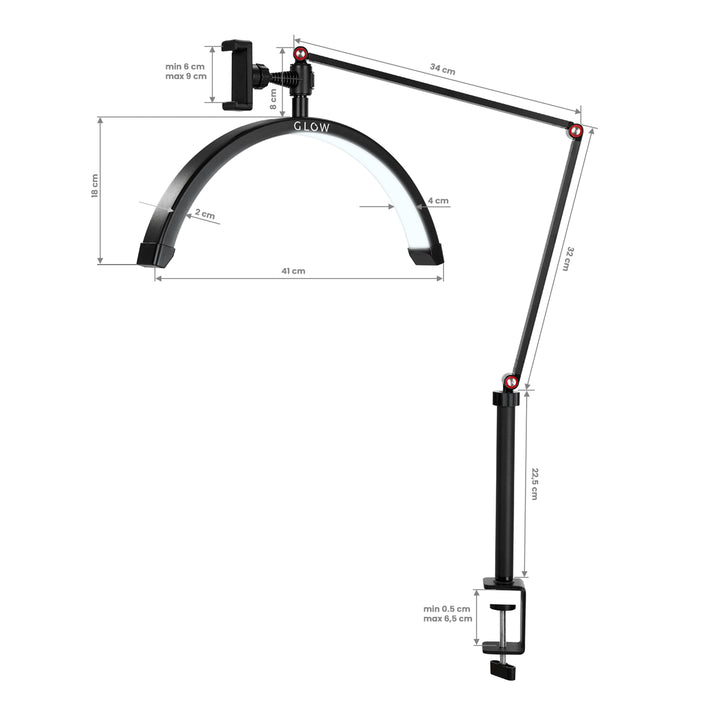 LED-Lampe mit Klemme und einstellbarer Farb- und Lichtintensität Glow MX3 Matt Schwarz - Bild 12
