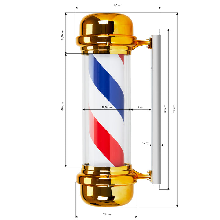 Barber Pole Beleuchtet und Drehend Gabbiano BB-02 Gold - Bild 4