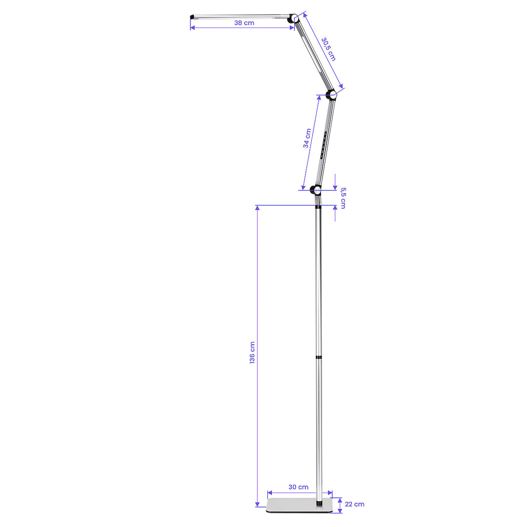 LED-Lampe mit Stativ und einstellbarer Farb- und Lichtintensität Yoga 22W Silber - Bild 11