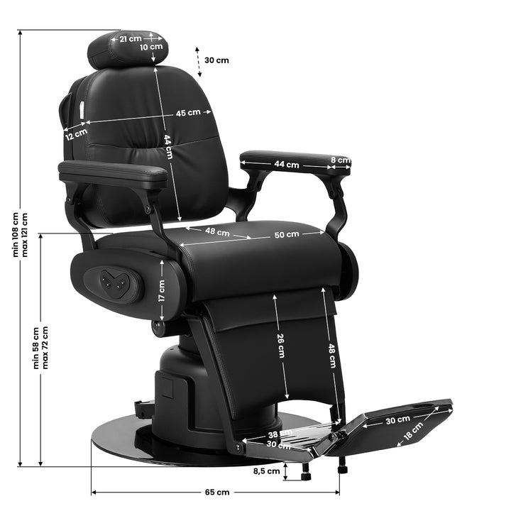 Barberstuhl Elektrisch Gabbiano Duke Schwarz - Bild 20