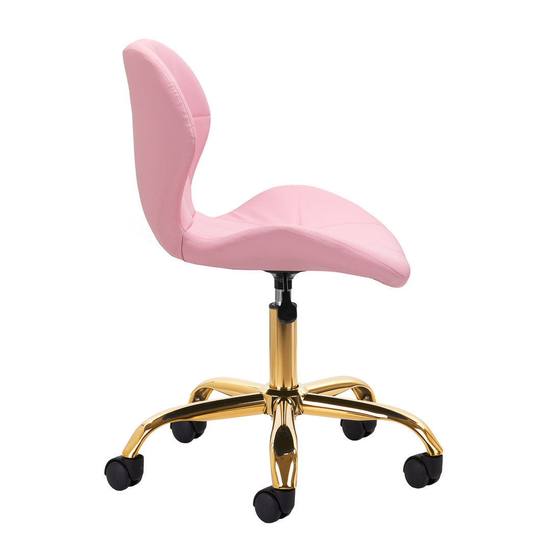 Salonstuhl mit Rollen Verstellbar 4Rico QS-06 Gold-Rosa