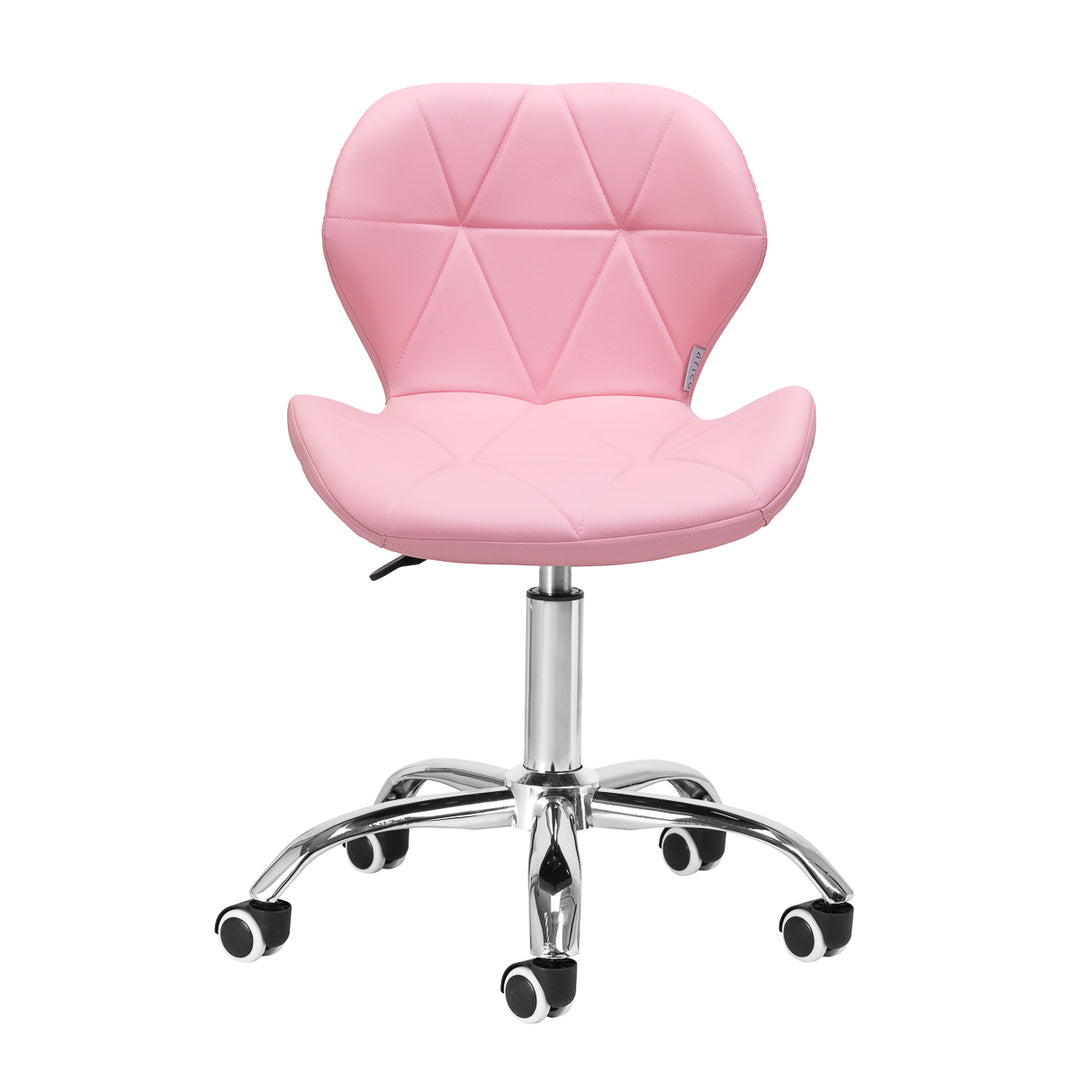 Salonstuhl Höhenverstellbar mit Lehne und Rollen 4Rico QS-06 Rosa
