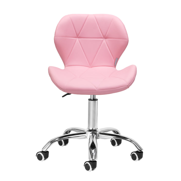 Salonstuhl Höhenverstellbar mit Lehne und Rollen 4Rico QS-06 Rosa