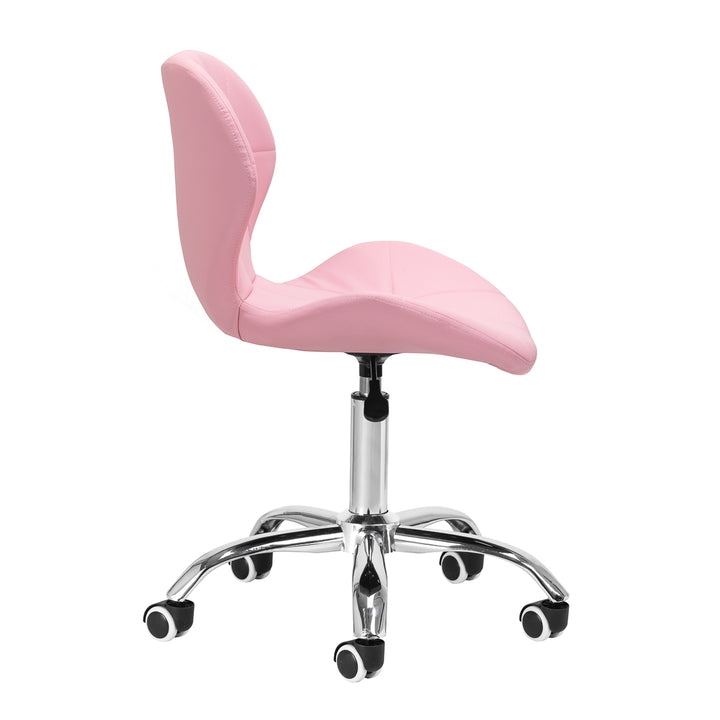 Salonstuhl Höhenverstellbar mit Lehne und Rollen 4Rico QS-06 Rosa