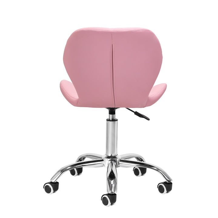 Salonstuhl Höhenverstellbar mit Lehne und Rollen 4Rico QS-06 Rosa