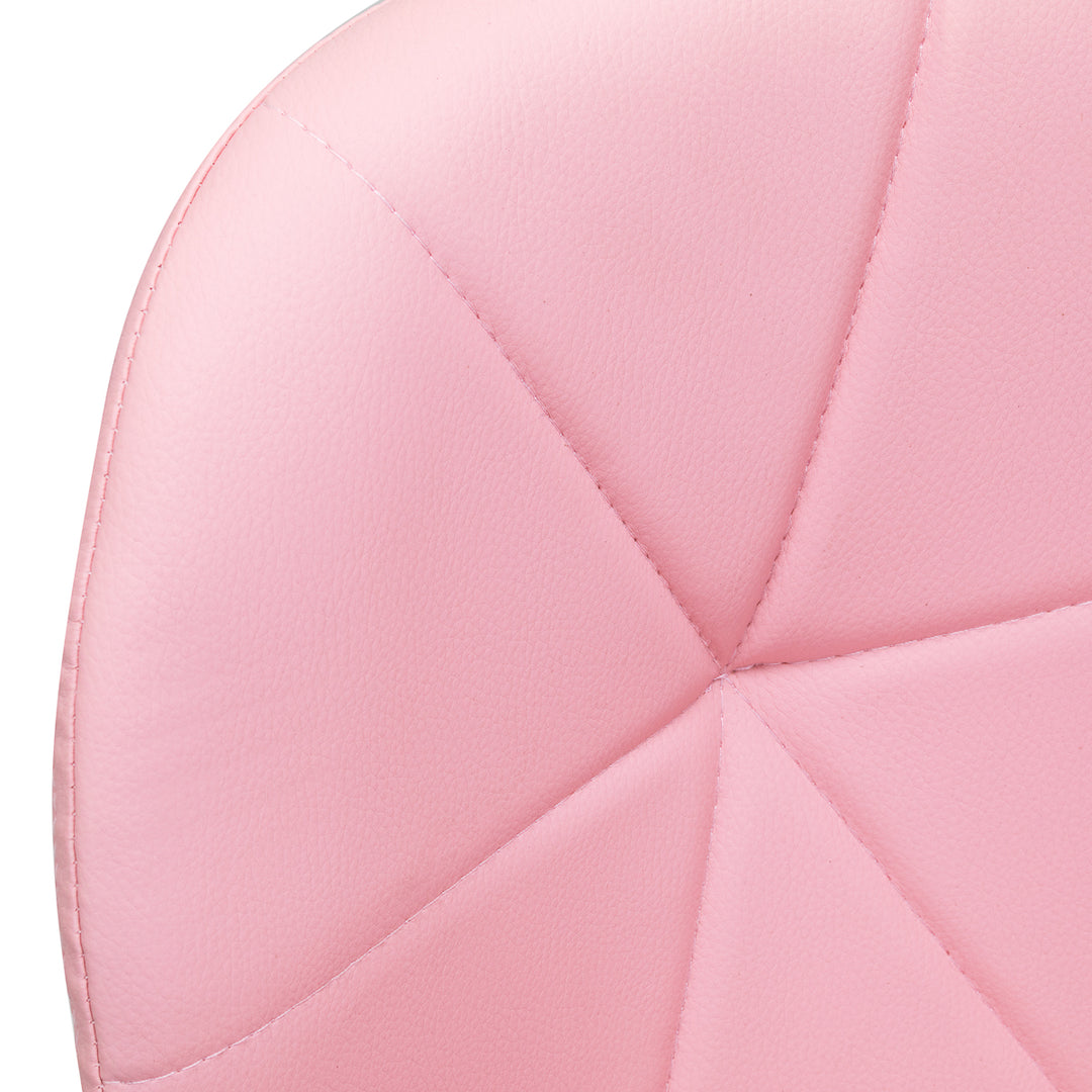 Salonstuhl Höhenverstellbar mit Lehne und Rollen 4Rico QS-06 Rosa