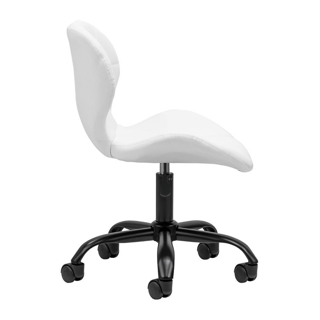 Salonstuhl Höhenverstellbar mit Lehne und Rollen 4Rico QS-06 Schwarz-Weiß - Bild 3