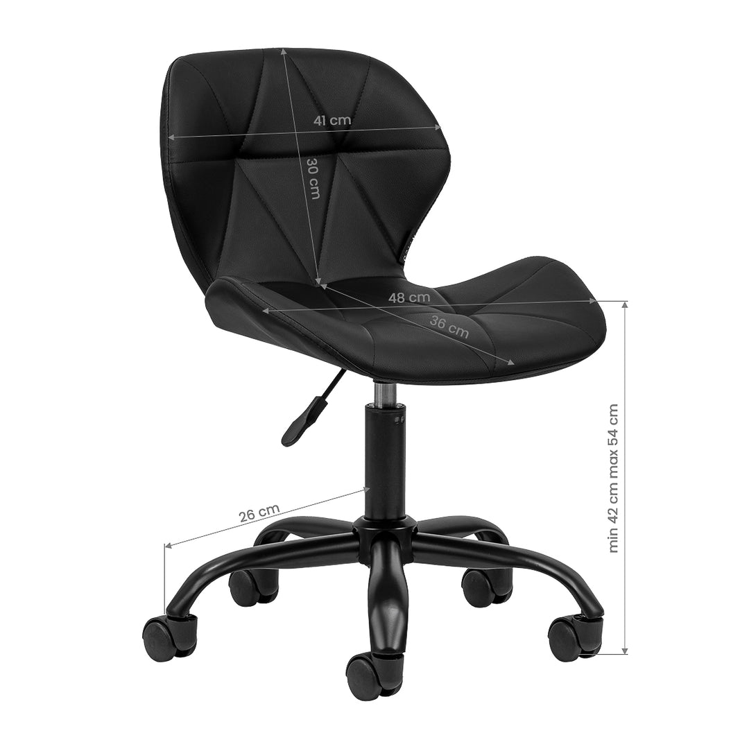 Salonstuhl mit Rollen Verstellbar 4Rico QS-06 Schwarz-Schwarz