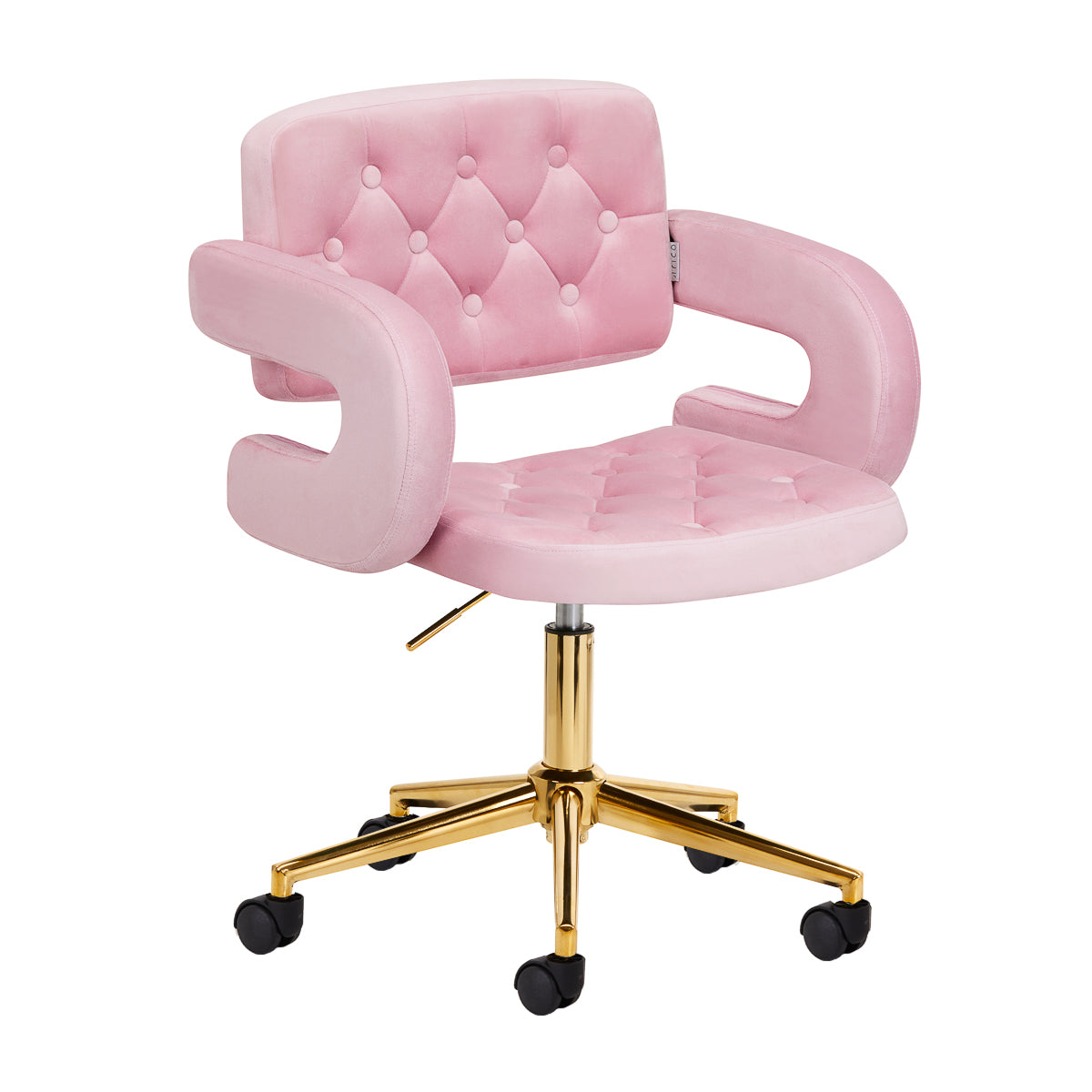 Stuhl Höhenverstellbar mit Lehne Samt 4Rico QS-OF213G Gold-Rosa
