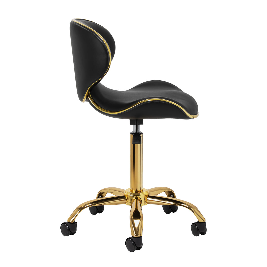 Salonstuhl mit Rollen Verstellbar Gabbiano Q-4599G Gold-Schwarz