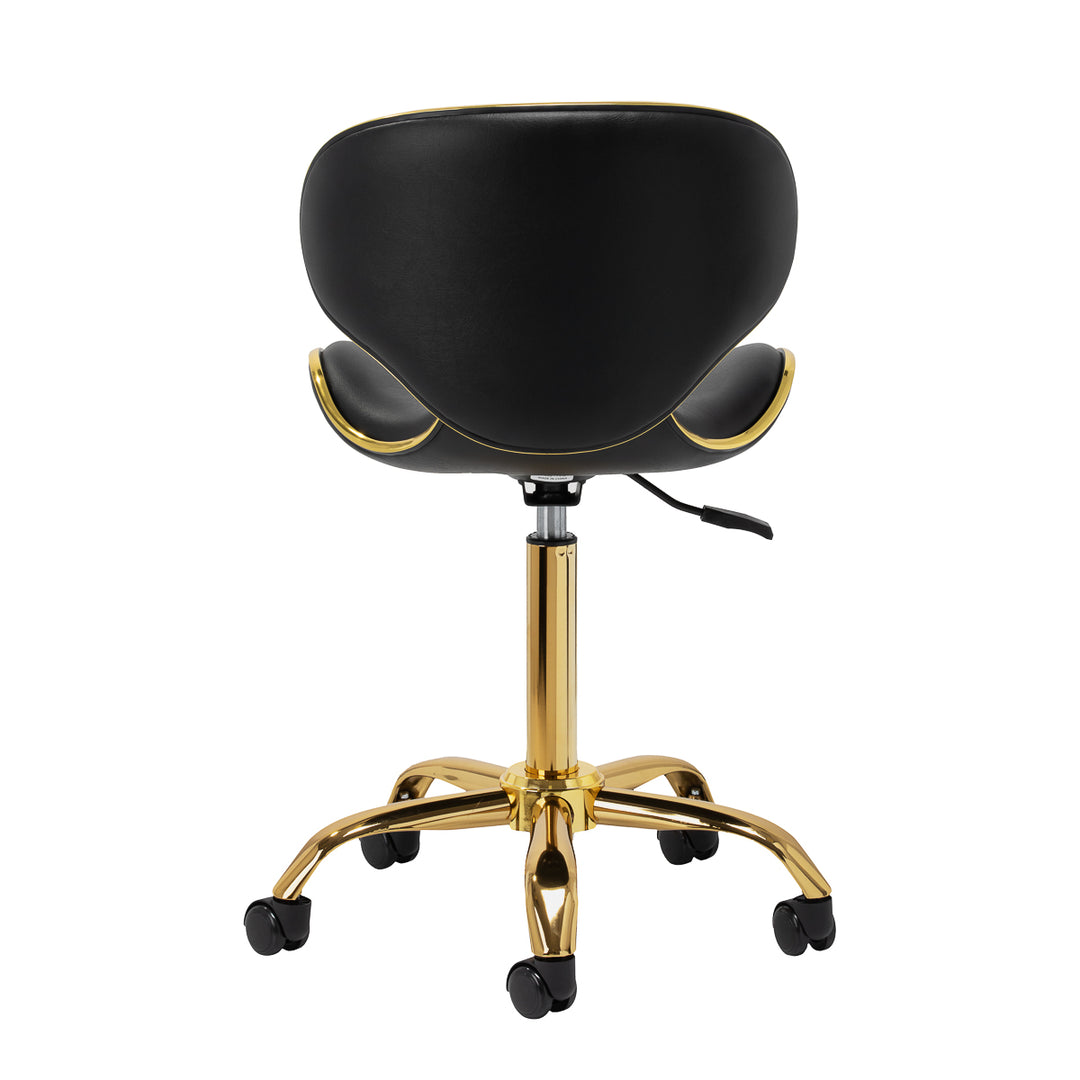 Salonstuhl Höhenverstellbar mit Lehne und Rollen Gabbiano Q-4599G Gold-Schwarz - Bild 4