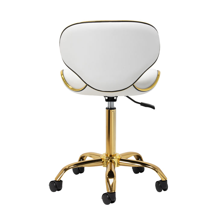 Salonstuhl Höhenverstellbar mit Lehne und Rollen Gabbiano Q-4599G Gold-Weiß - Bild 4