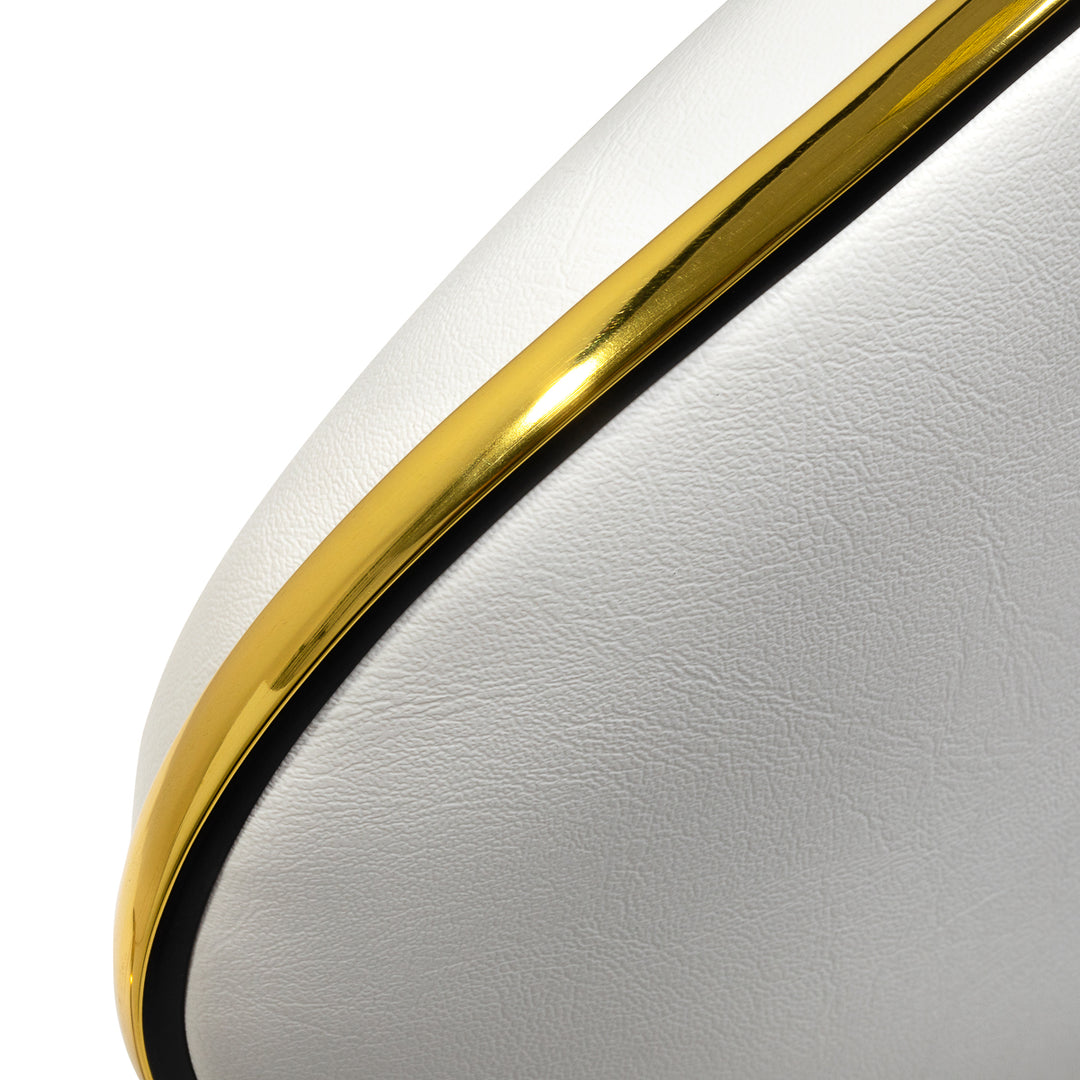 Salonstuhl Höhenverstellbar mit Lehne und Rollen Gabbiano Q-4599G Gold-Weiß - Bild 7
