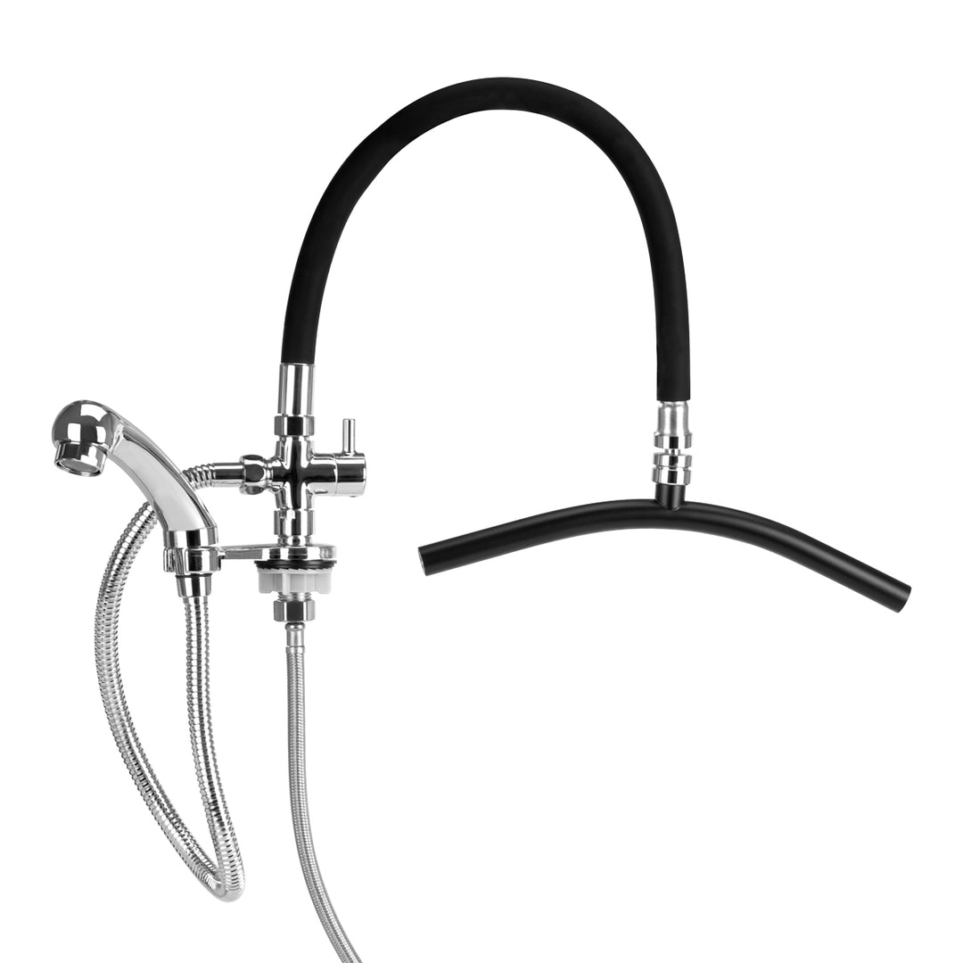 Armatur mit Regendusche für Friseur Waschbecken Gabbiano Chrom-Schwarz