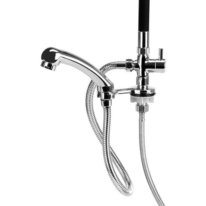 Armatur mit Regendusche für Friseur Waschbecken Gabbiano Chrom-Schwarz - Bild 2