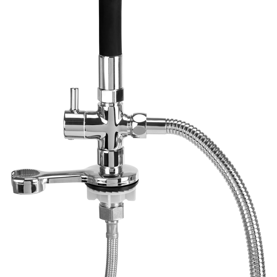 Armatur mit Regendusche für Friseur Waschbecken Gabbiano Chrom-Schwarz - Bild 3