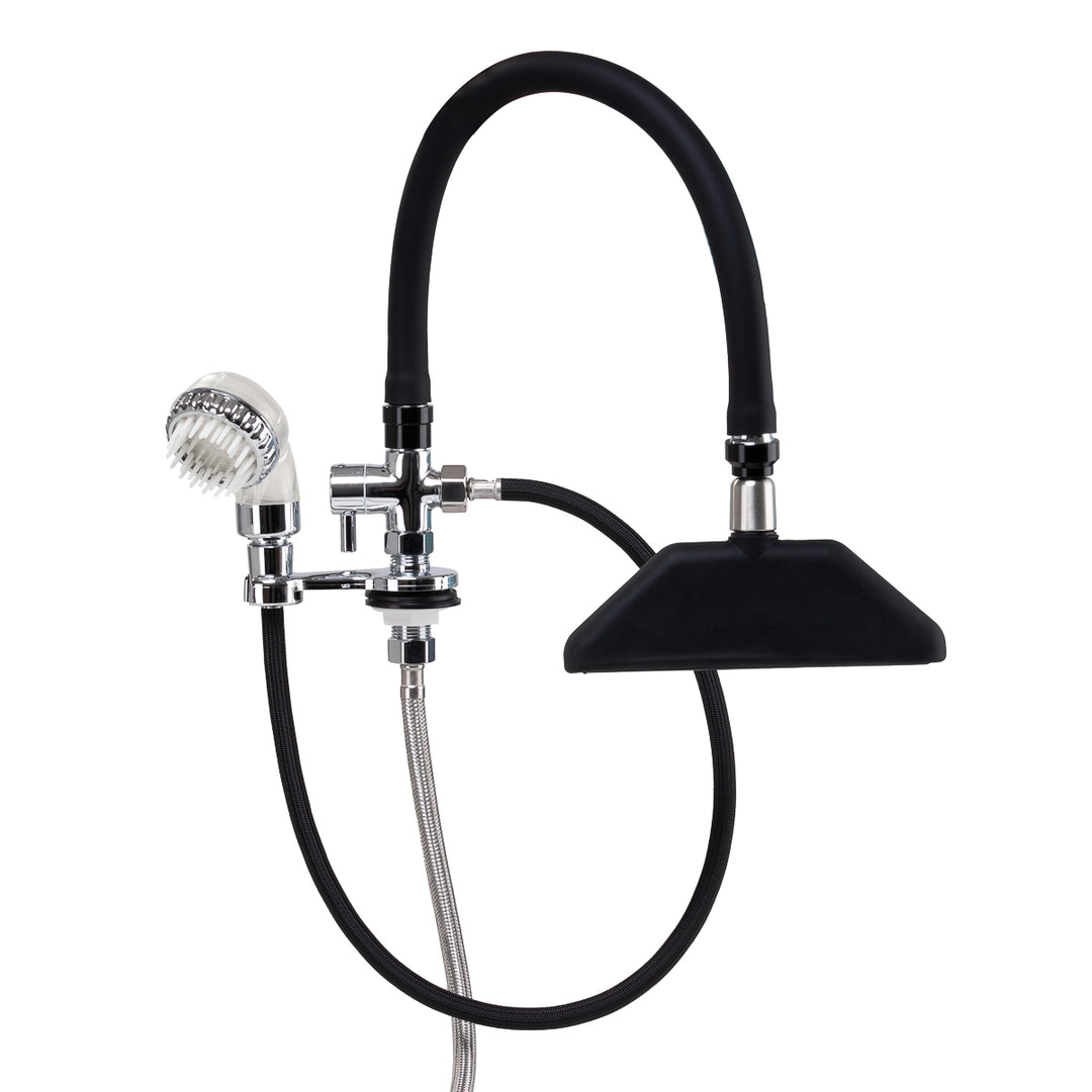 Armatur mit Wasserfalldusche für Friseur Waschbecken Gabbiano Chrom-Schwarz