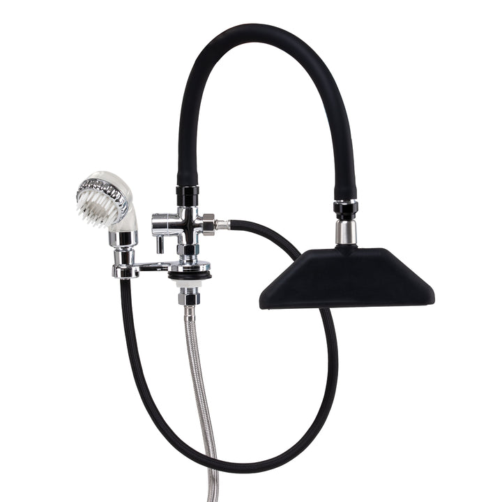 Armatur mit Wasserfalldusche für Friseur Waschbecken Gabbiano Chrom-Schwarz