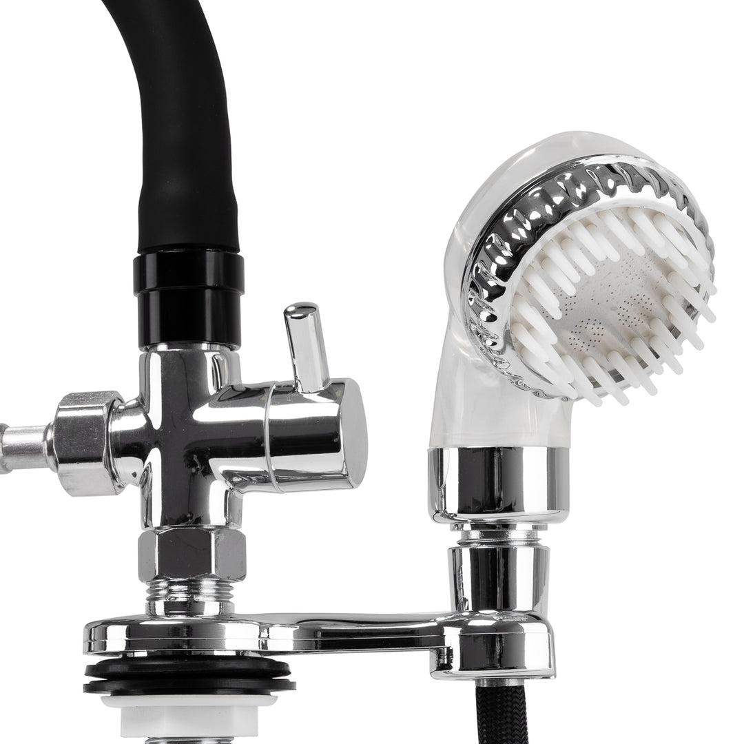 Armatur mit Wasserfalldusche für Friseur Waschbecken Gabbiano Chrom-Schwarz - Bild 7