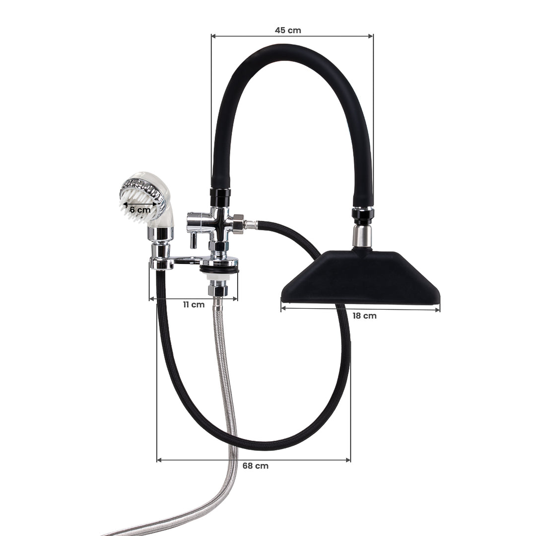 Armatur mit Wasserfalldusche für Friseur Waschbecken Gabbiano Chrom-Schwarz - Bild 8