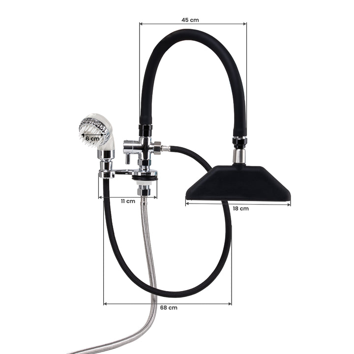 Armatur mit Wasserfalldusche für Friseur Waschbecken Gabbiano Chrom-Schwarz - Bild 8