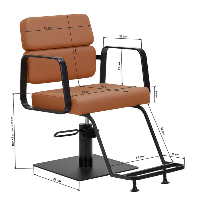 Kappersstoel Gabbiano Porto zwart-oranje 8