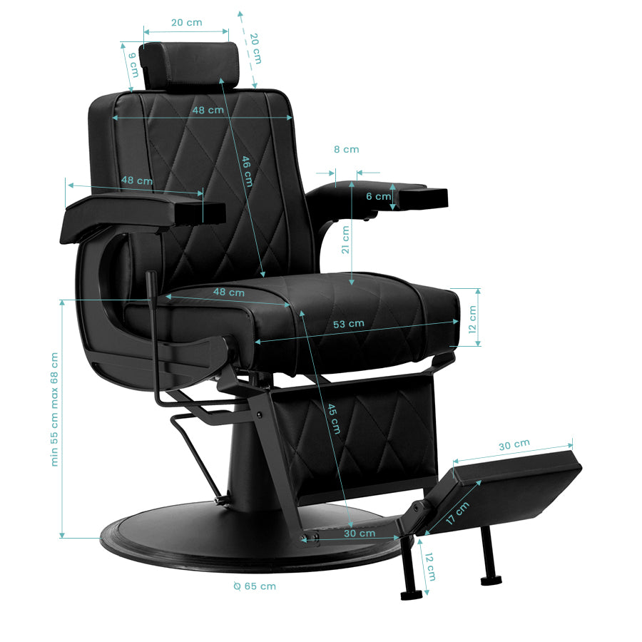 Barberstuhl Hair System BM88066B Schwarz-Schwarz - Bild 16
