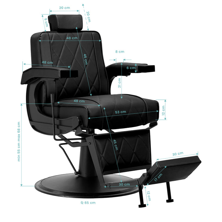 Barberstuhl Hair System BM88066B Schwarz-Schwarz - Bild 16