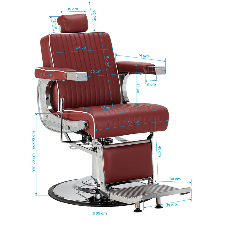 Barberstuhl Gabbiano Visionerio Rood - Bild 18