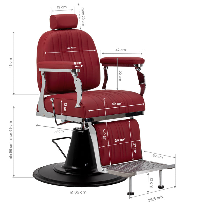 Barberstuhl Gabbiano Elias Rood - Bild 14