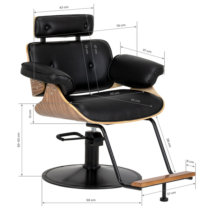 Friseurstuhl Gabbiano Florence Walnuss Schwarz Gold - Bild 13