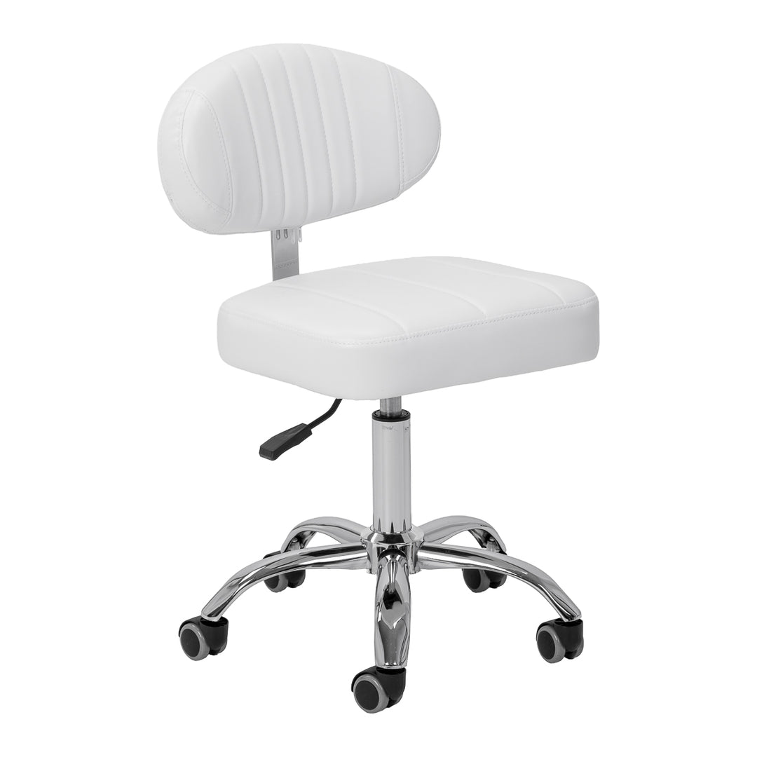 Rollhocker Höhenverstellbar mit Lehne Giovanni Y08 Weiß