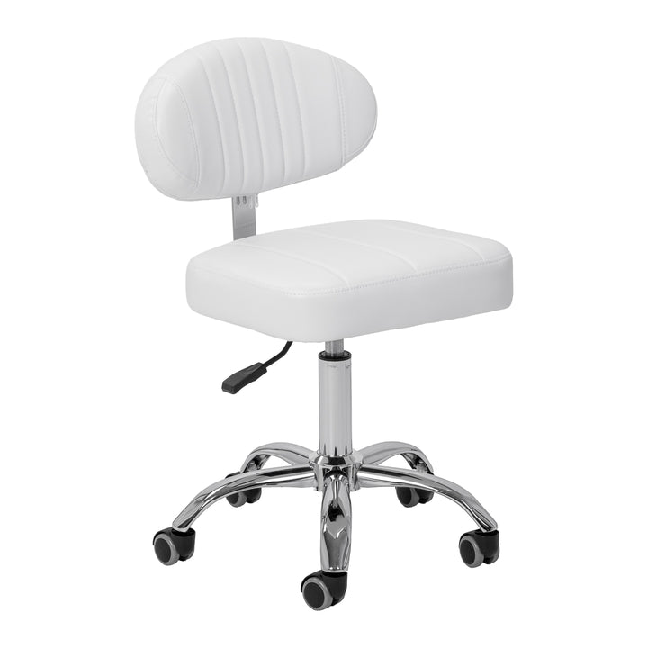 Rollhocker Höhenverstellbar mit Lehne Giovanni Y08 Weiß