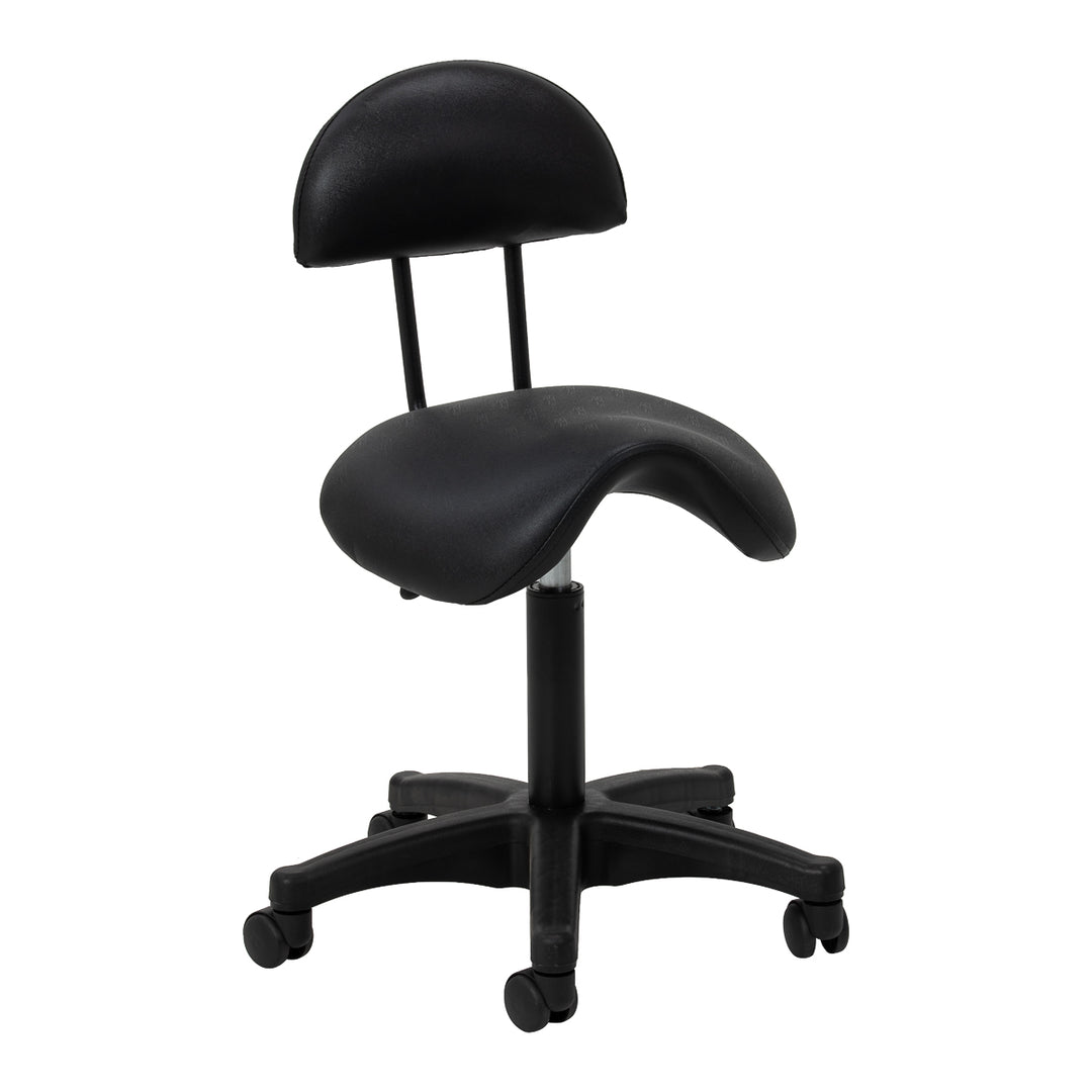Rollhocker Höhenverstellbar mit Lehne 6001B Schwarz