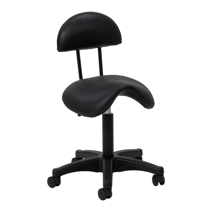 Rollhocker Höhenverstellbar mit Lehne 6001B Schwarz