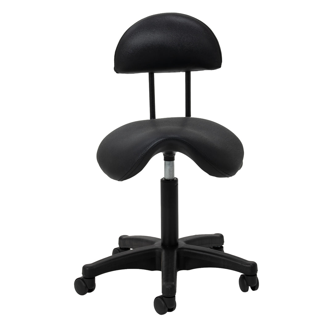 Rollhocker Höhenverstellbar mit Lehne 6001B Schwarz - Bild 3