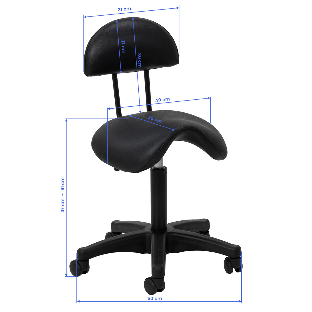 Rollhocker Höhenverstellbar mit Lehne 6001B Schwarz - Bild 8