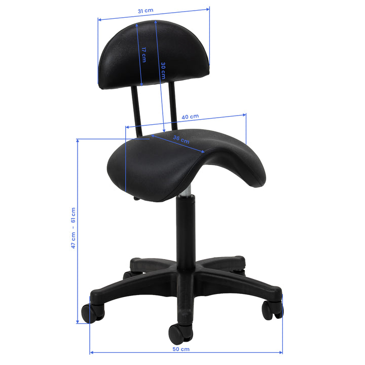 Rollhocker Höhenverstellbar mit Lehne 6001B Schwarz - Bild 8