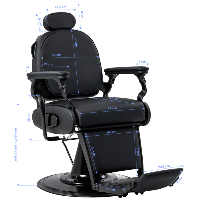 Barberstuhl Gabbiano Francesco mit Massage Schwarz-Schwarz - Bild 19