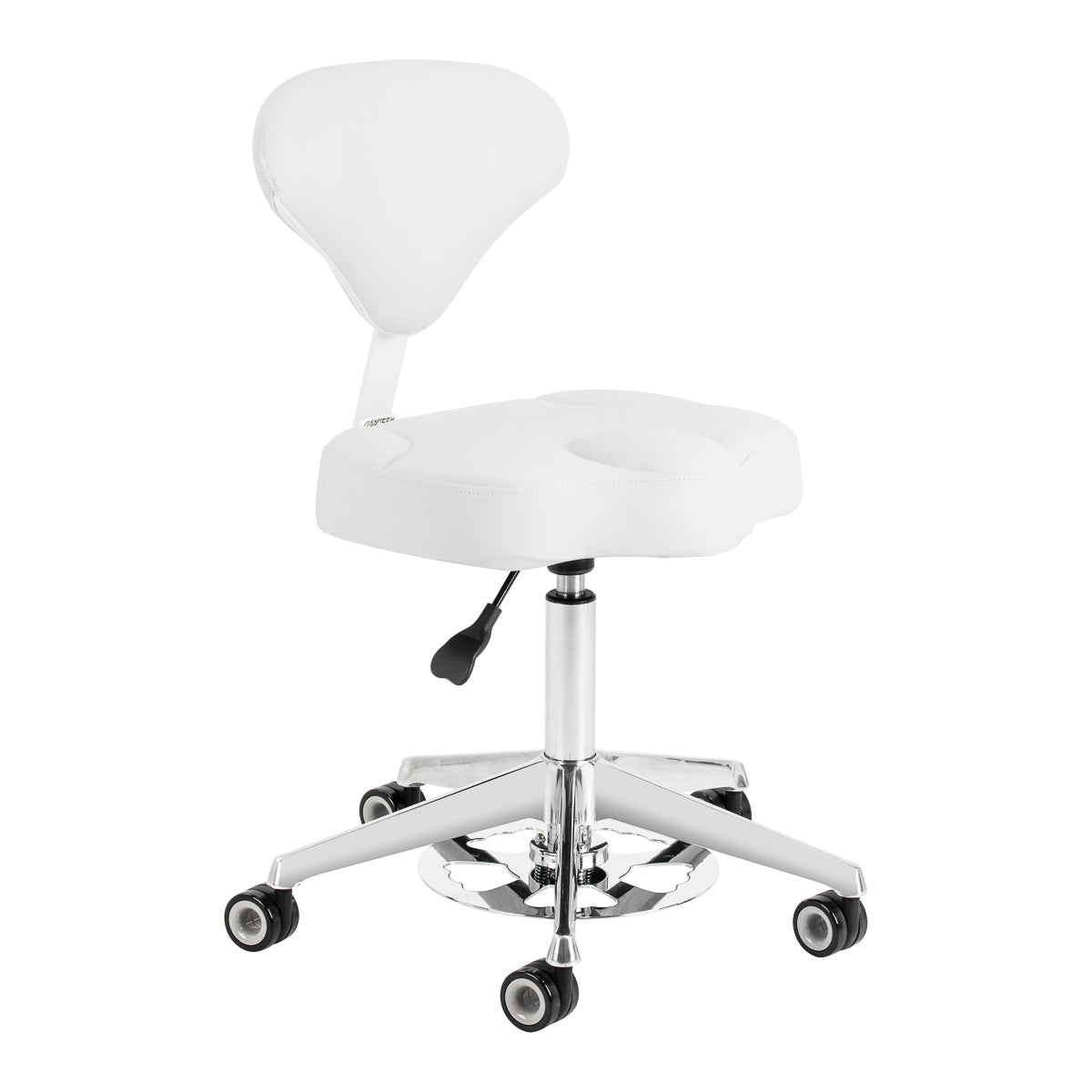 Rollhocker Höhenverstellbar mit Lehne Azzurro 156F Schneeweiß