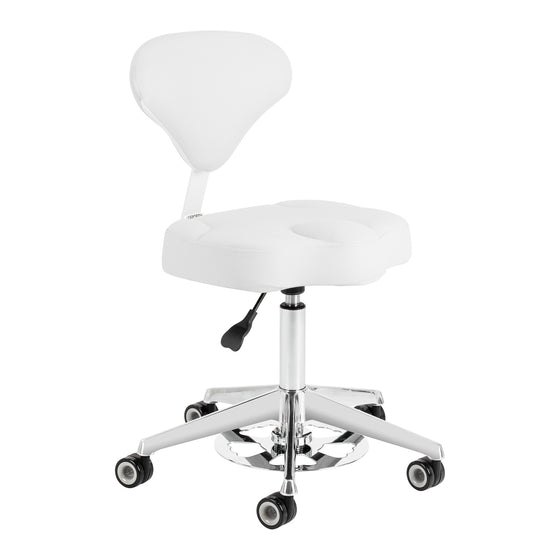 Rollhocker Höhenverstellbar mit Lehne Azzurro 156F Schneeweiß