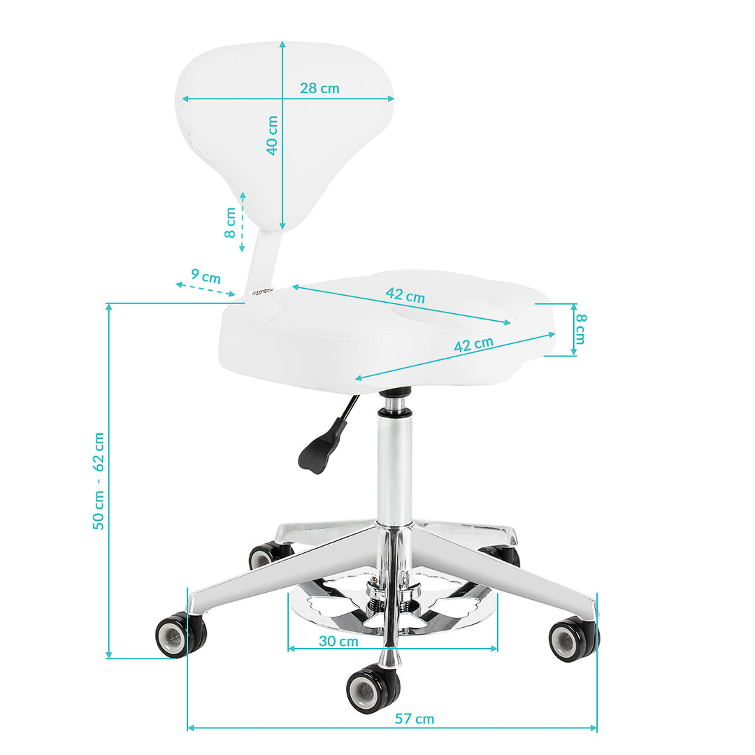Rollhocker Höhenverstellbar mit Lehne Azzurro 156F Schneeweiß - Bild 10